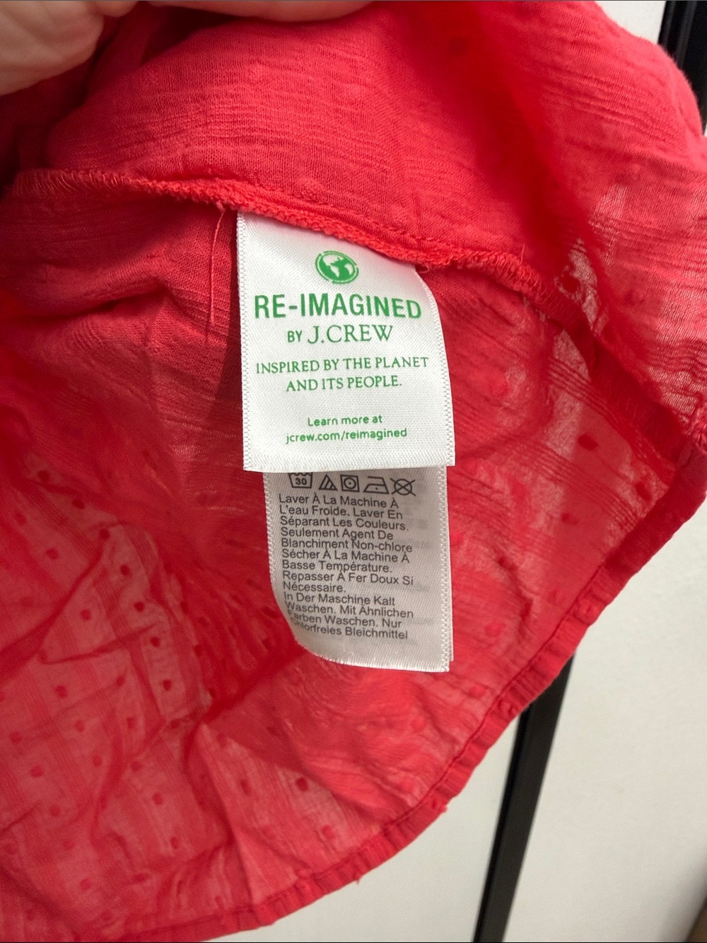 J.Crew Geranium Swiss Dot 100% Cotton Ruffle Neck Blouse. - Picture 5 of 5